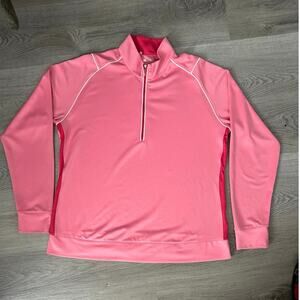Pink Adidas Golf Jacket, Women’s Preppy Sportswear, CLIMALITE fabric, Size L